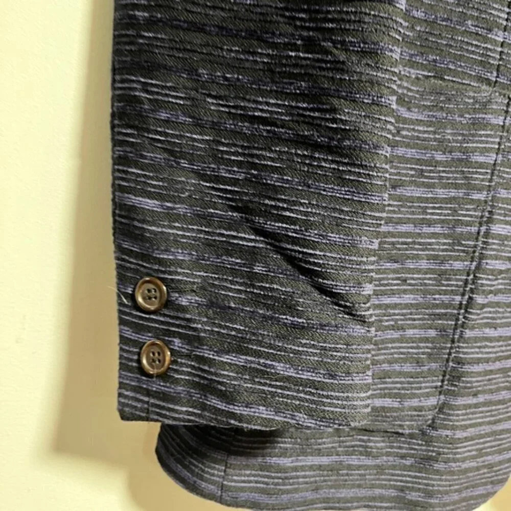 Sfarzo Milano Made in Italy Textured Wool-Blend Blazer - Navy & Black - Size 50